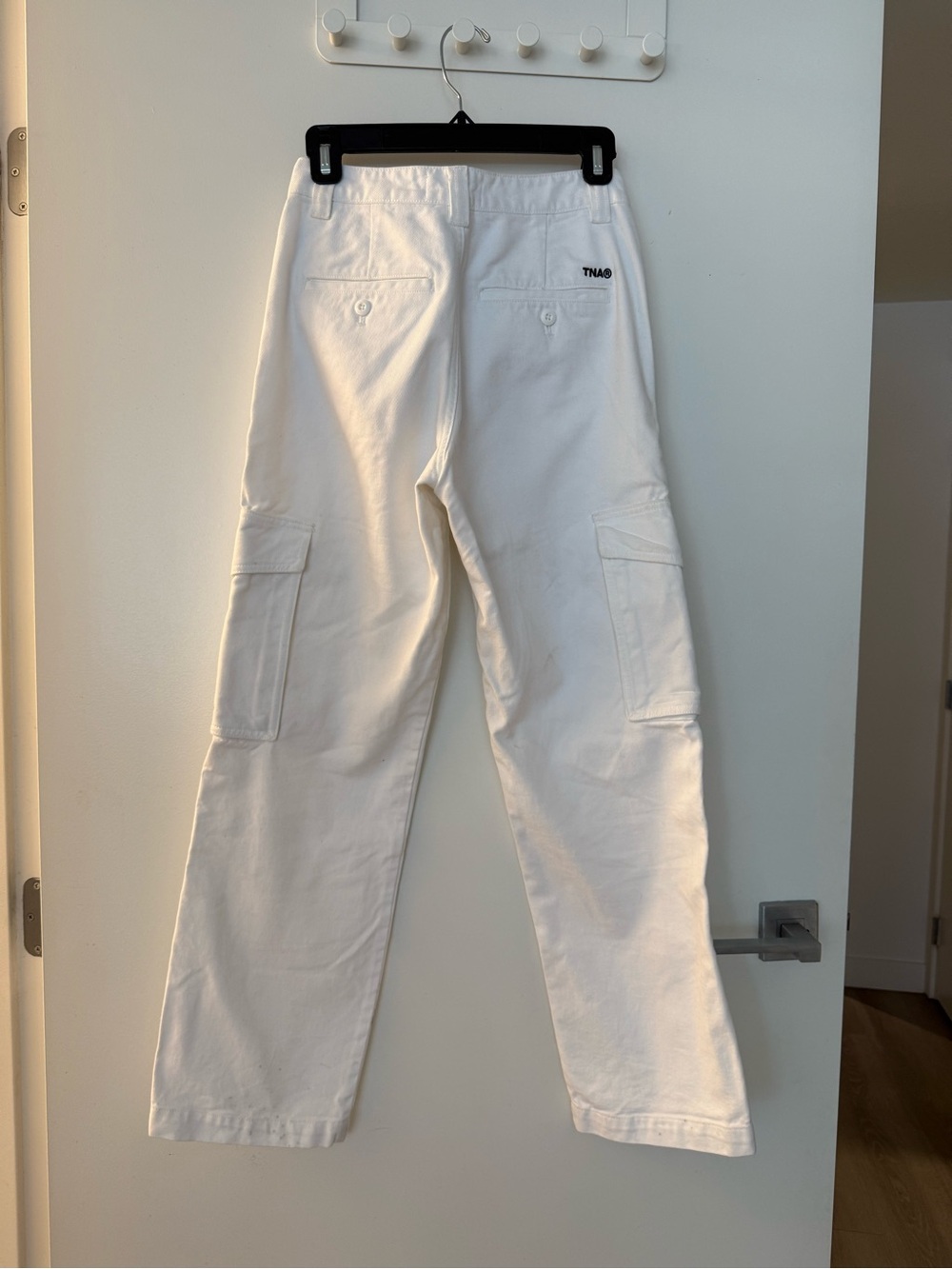 TNA White Straight-Leg Cargo Pants